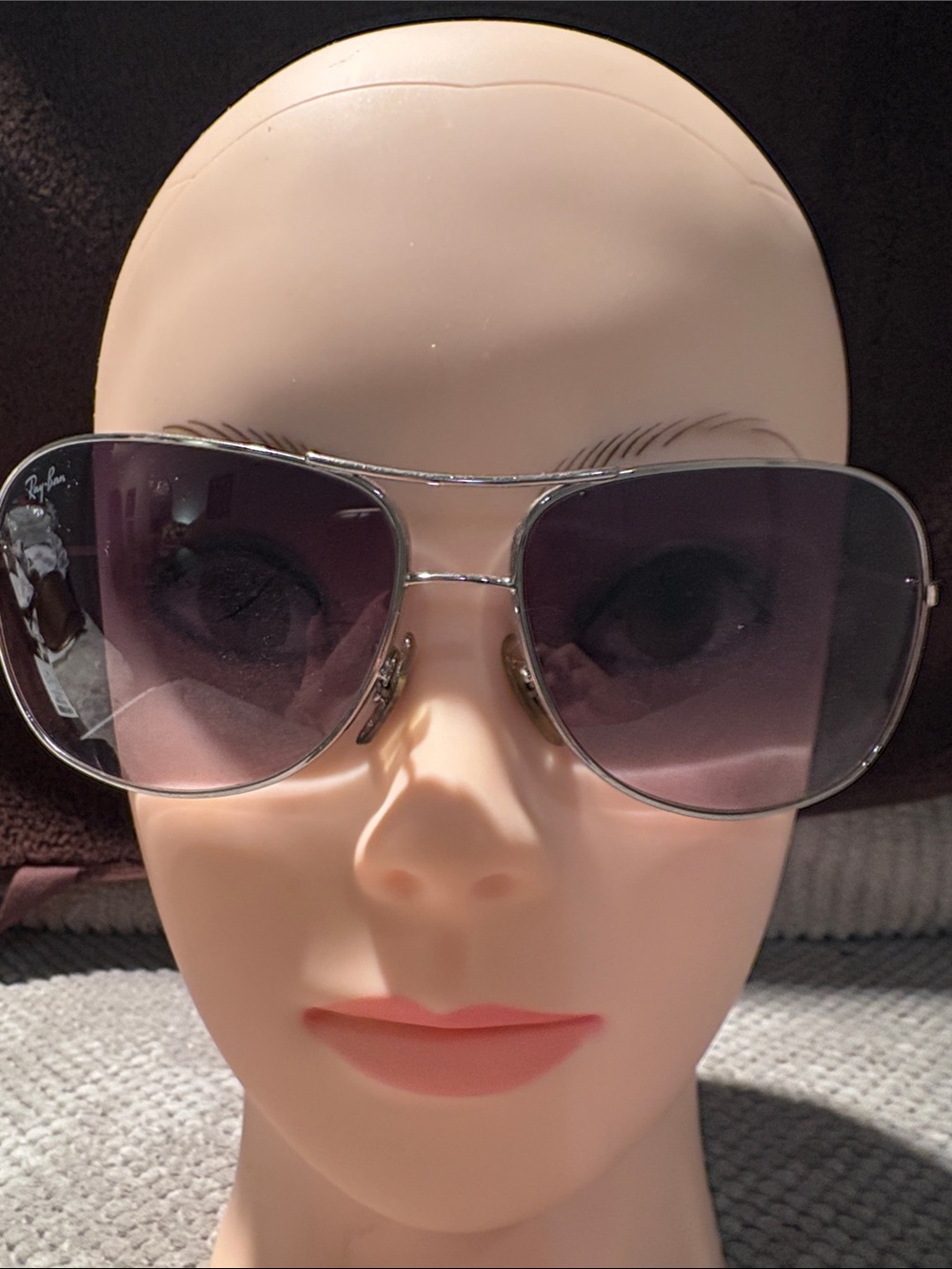 Ray-Ban Women's Silver Aviator Sunglasses with Purple Gradient Lenses